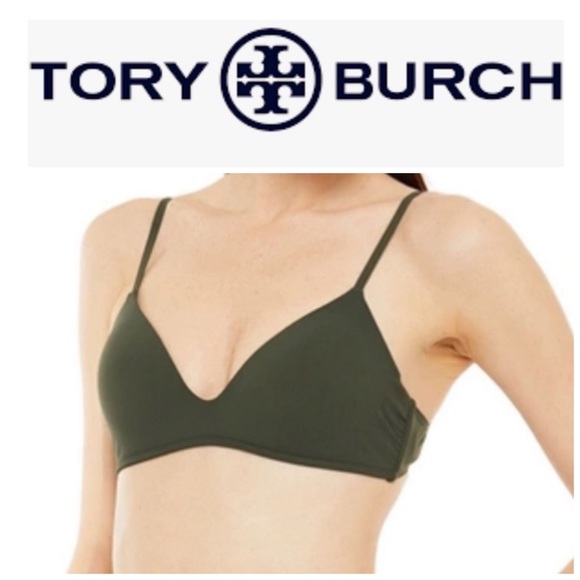 NEW Tory Burch Triangle Bikini Top in Green - Picture 1 of 6